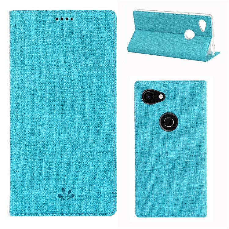 VILI DMX Cross Texture Leather Stand Case with Card Slot for Google Pixel 3a - Blue