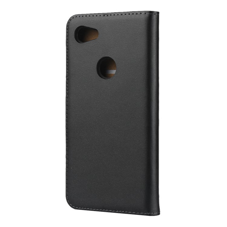 Genuine Leather Stand Wallet Phone Shell for Google Pixel 3a XL - Black