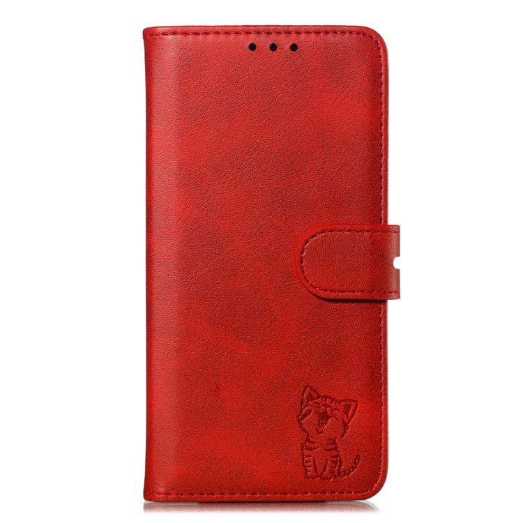 Imprinted Cat Pattern Wallet Leather Stand Case for Google Pixel 3a - Red