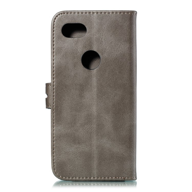 Imprinted Cat Pattern Wallet Leather Stand Case for Google Pixel 3a - Grey