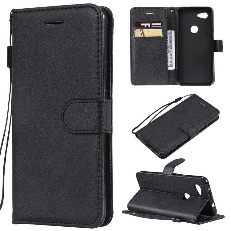 KT Leather Series-2 Wallet Leather Cell Phone Case for Google Pixel 3a - Black