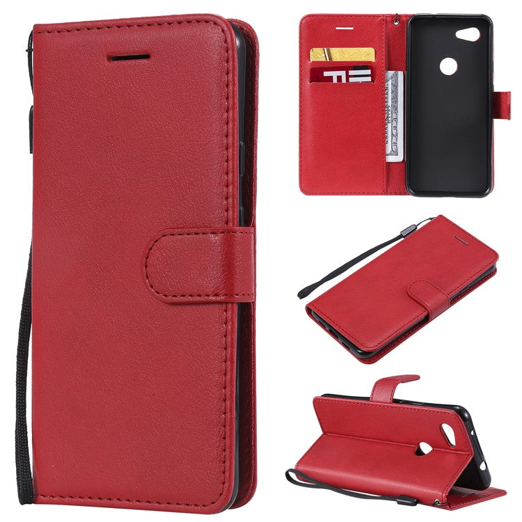 KT Leather Series-2 Wallet Leather Cell Phone Case for Google Pixel 3a - Red