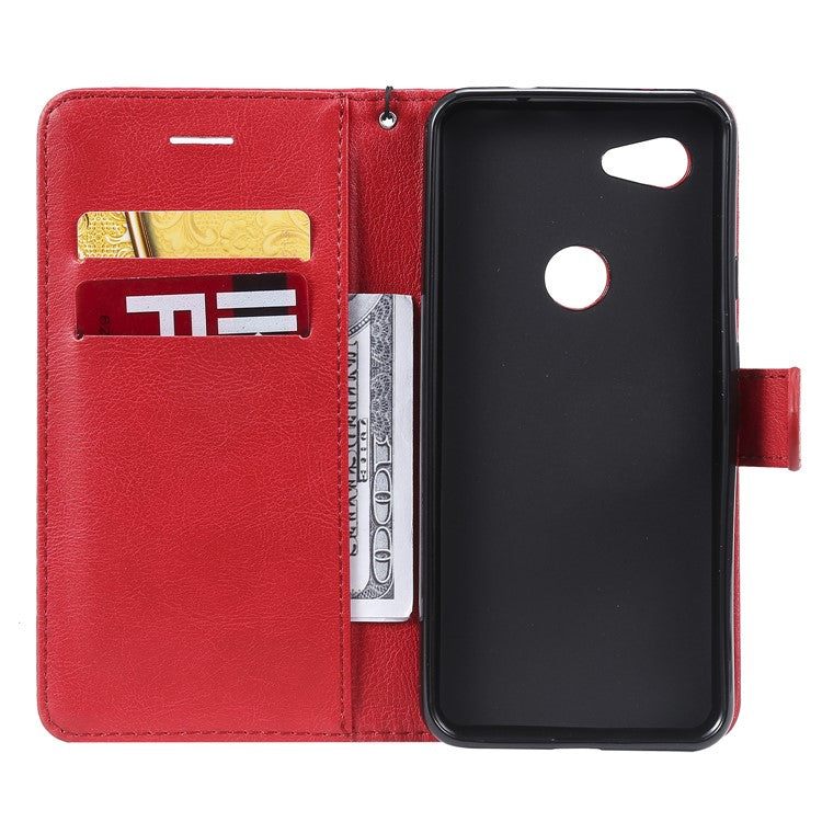 KT Leather Series-2 Wallet Leather Cell Phone Case for Google Pixel 3a - Red