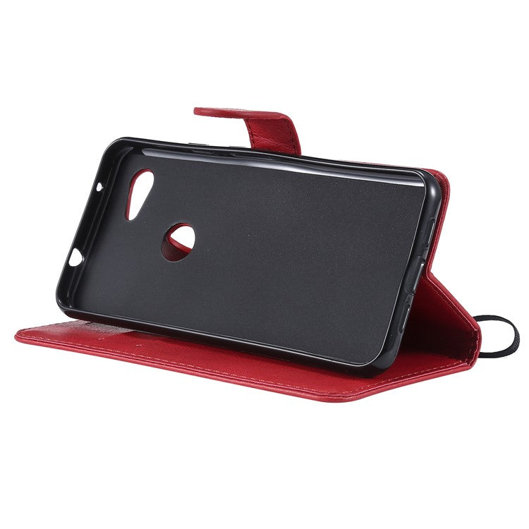 KT Leather Series-2 Wallet Leather Cell Phone Case for Google Pixel 3a - Red