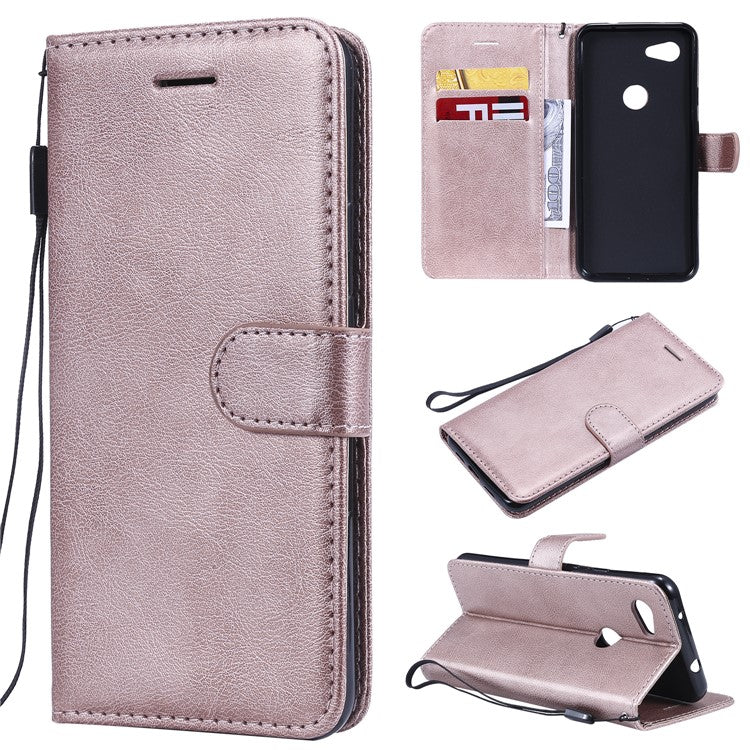 KT Leather Series-2 Wallet Leather Cell Phone Case for Google Pixel 3a - Rose Gold