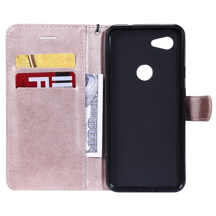 KT Leather Series-2 Wallet Leather Cell Phone Case for Google Pixel 3a - Rose Gold