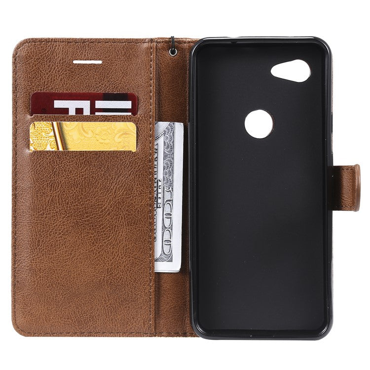 KT Leather Series-2 Wallet Leather Cell Phone Case for Google Pixel 3a - Brown