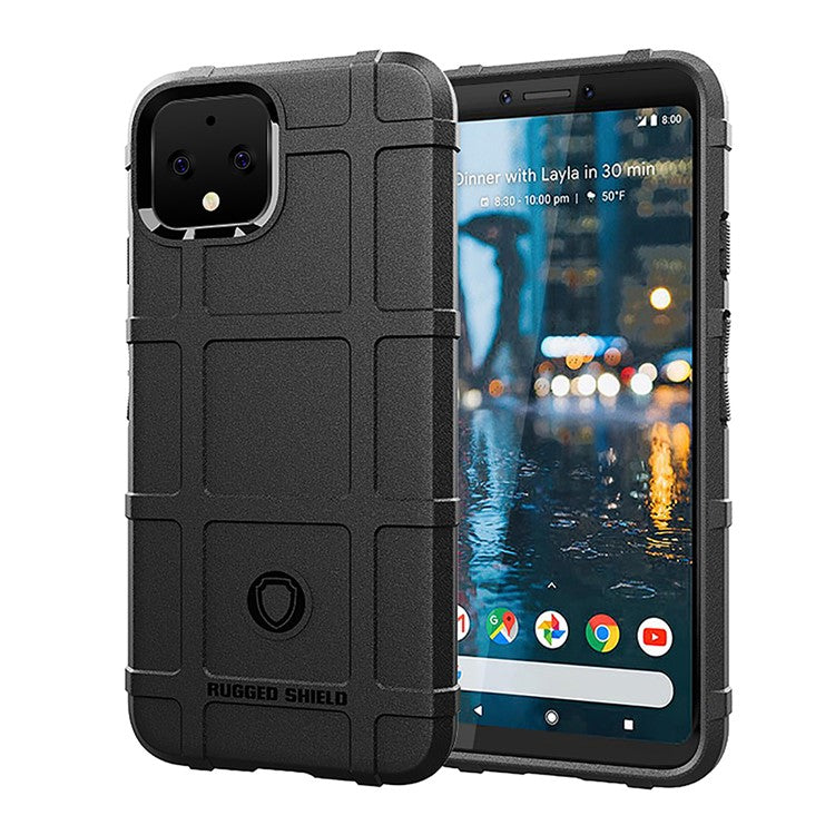 Anti-shock Square Grid Texture TPU Back Case for Google Pixel 4 - Black