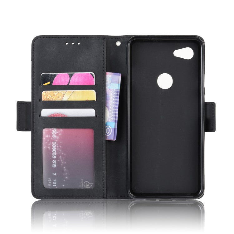 PU Leather Phone Case Covering with Many Card Slots for Google Pixel 3a - Black