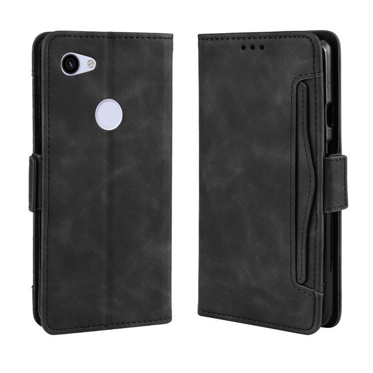 PU Leather Phone Case Covering with Many Card Slots for Google Pixel 3a - Black