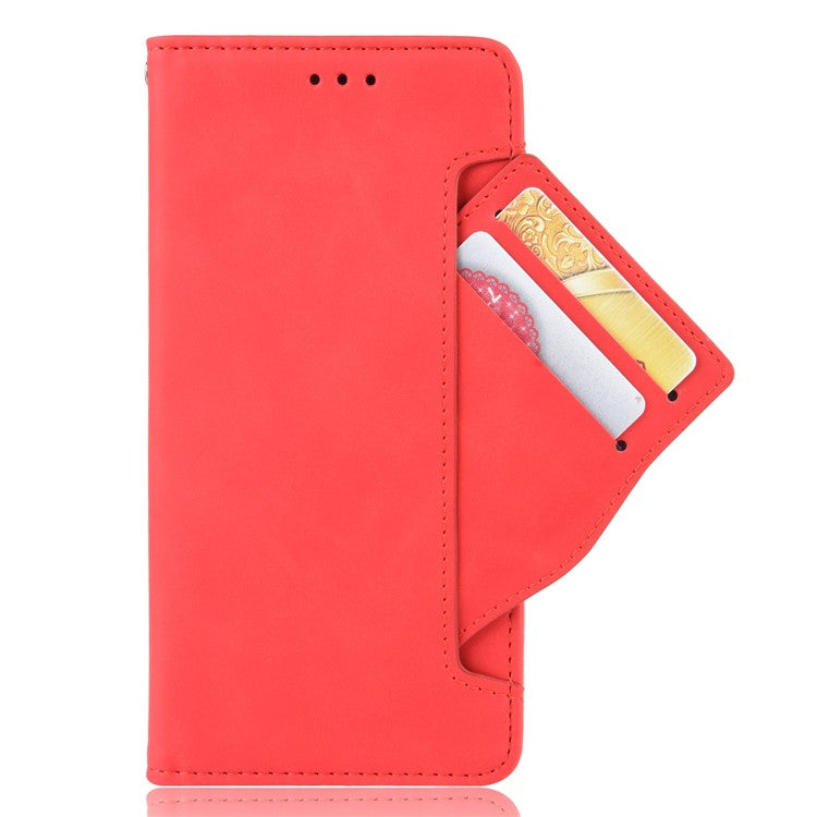 PU Leather Phone Case Covering with Many Card Slots for Google Pixel 3a - Red