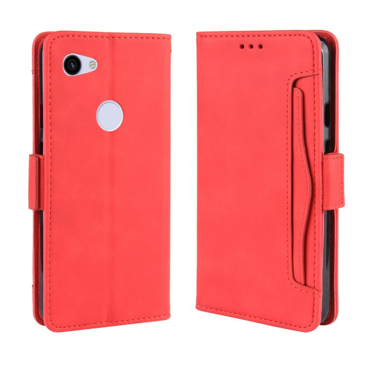 PU Leather Phone Case Covering with Many Card Slots for Google Pixel 3a - Red