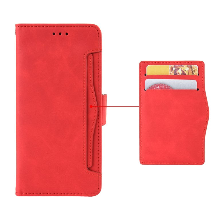 PU Leather Phone Case Covering with Many Card Slots for Google Pixel 3a - Red