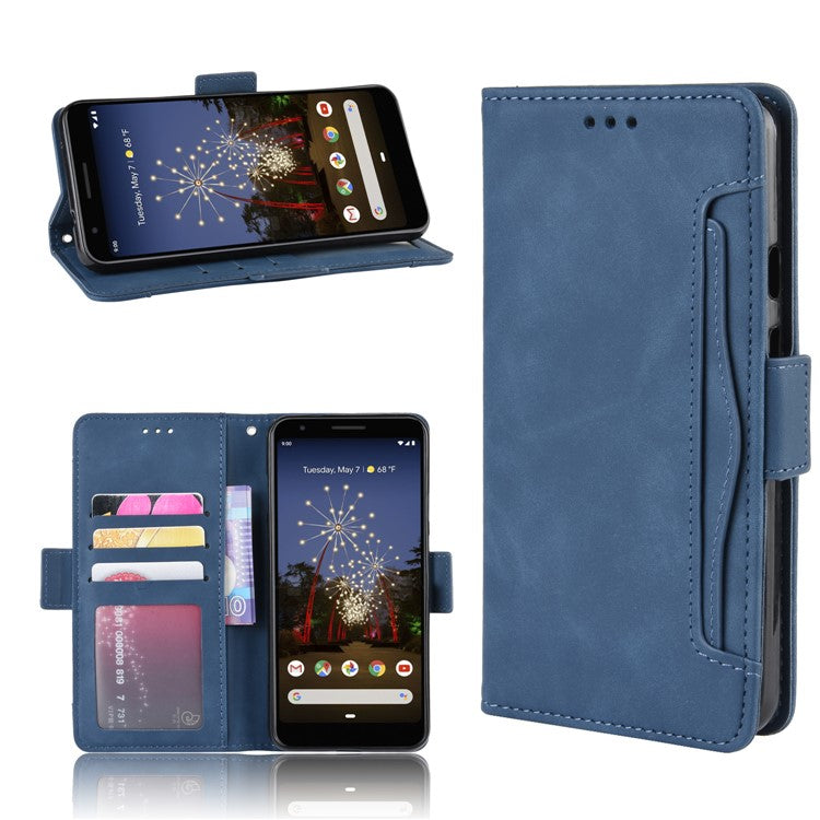 PU Leather Phone Case Covering with Many Card Slots for Google Pixel 3a - Blue