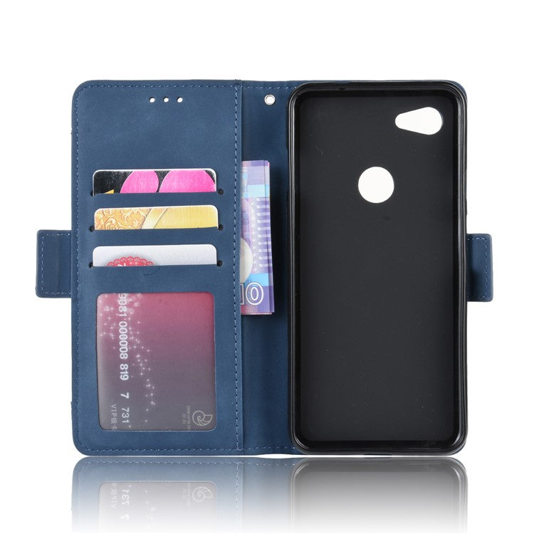 PU Leather Phone Case Covering with Many Card Slots for Google Pixel 3a - Blue