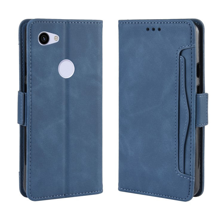 PU Leather Phone Case Covering with Many Card Slots for Google Pixel 3a - Blue