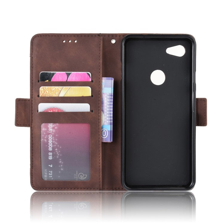 PU Leather Phone Case Covering with Many Card Slots for Google Pixel 3a - Brown