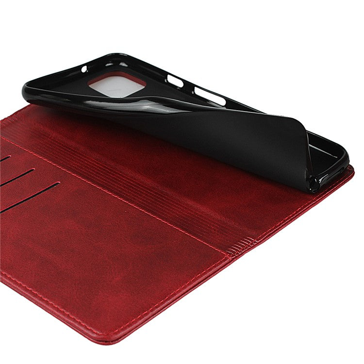 Auto-absorbed Leather Wallet Stand Protective Case for Google Pixel 4 - Red