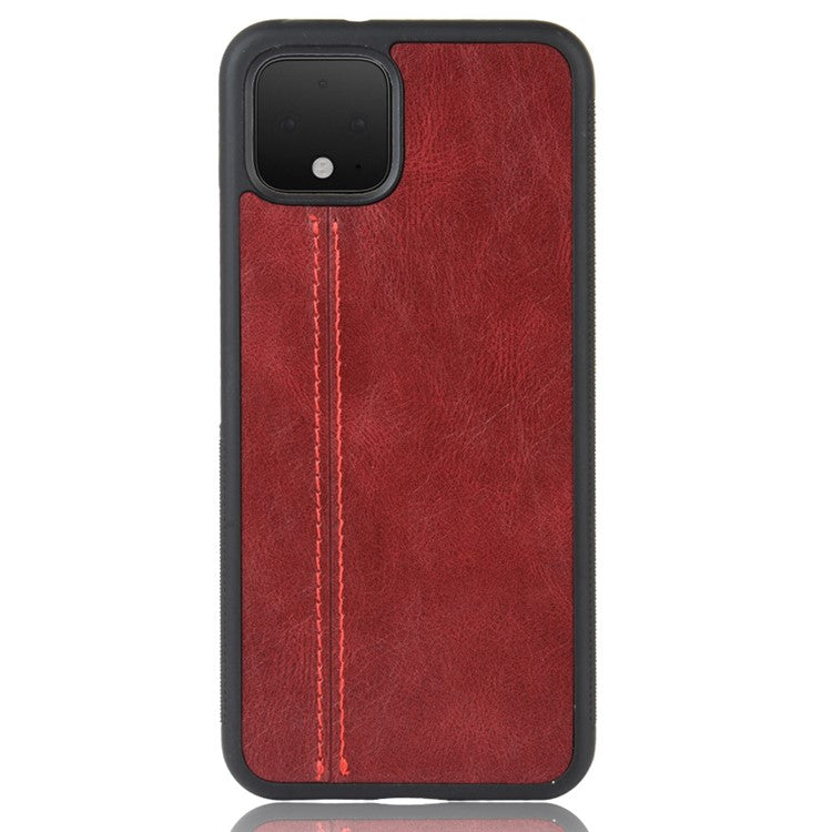 Leather Coated PC + TPU Hybrid Shell for Google Pixel 4 - Red