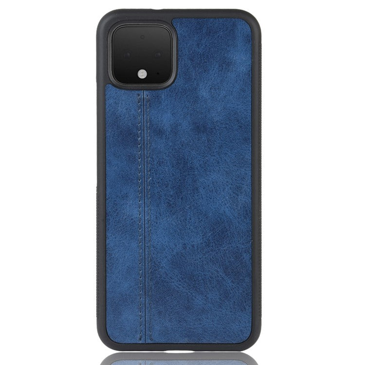 Leather Coated PC + TPU Hybrid Shell for Google Pixel 4 - Blue