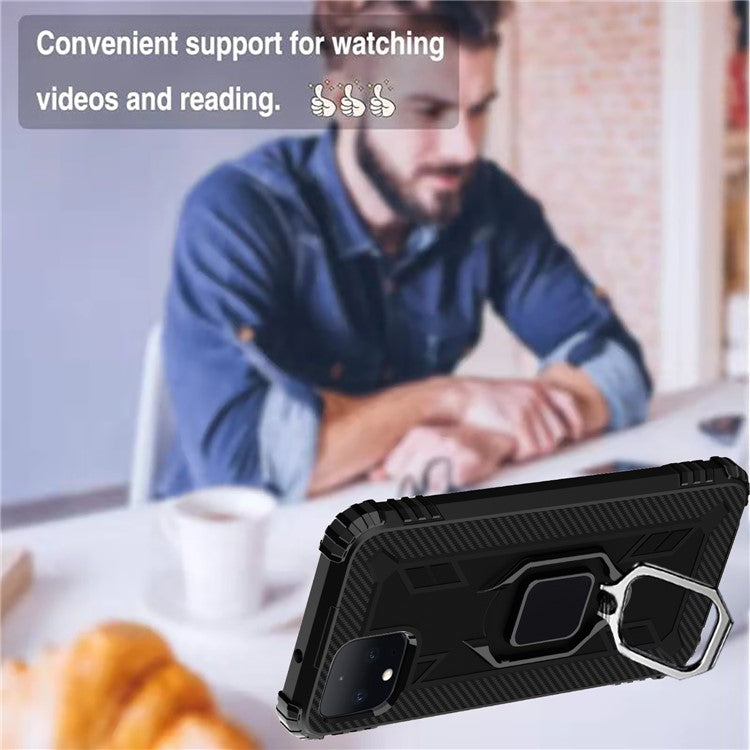 Finger Ring Kickstand Anti-drop TPU Case for Google Pixel 4 - Black