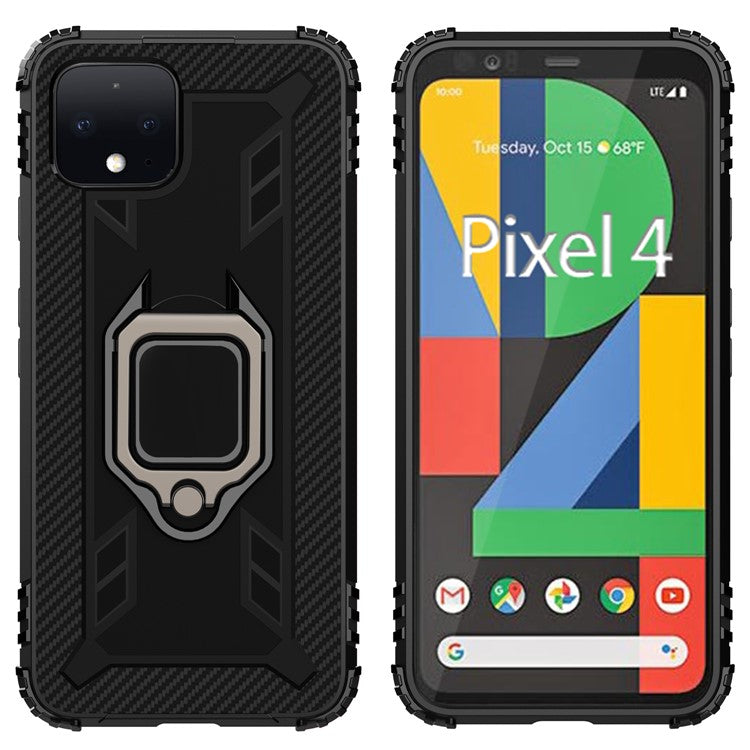 Finger Ring Kickstand Anti-drop TPU Case for Google Pixel 4 - Black