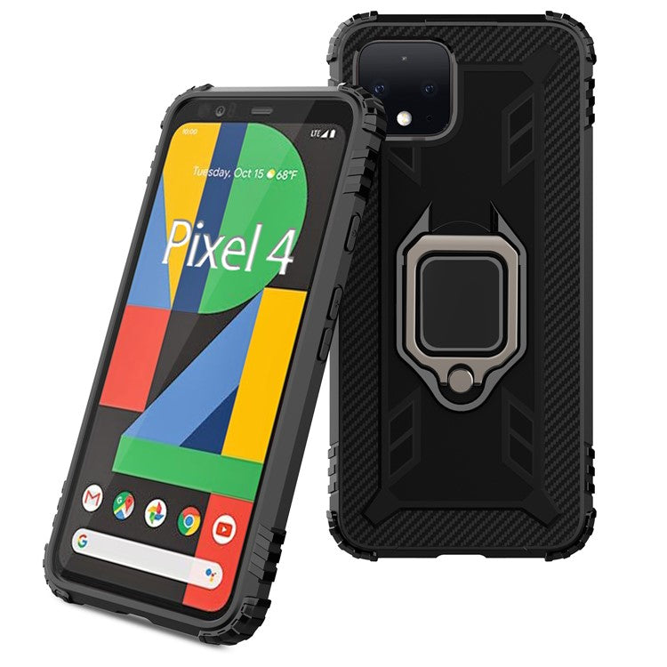 Finger Ring Kickstand Anti-drop TPU Case for Google Pixel 4 - Black