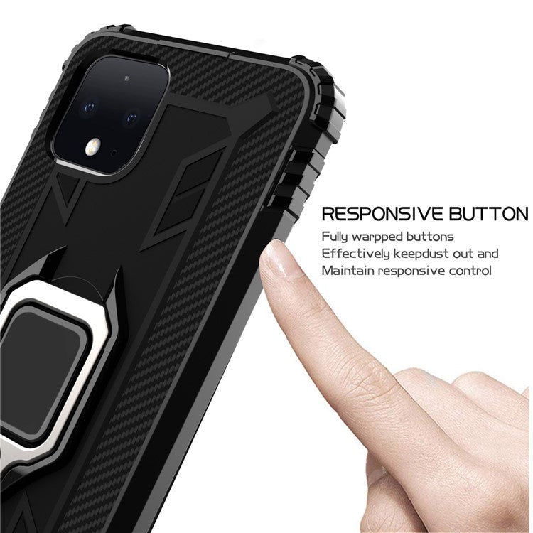 Finger Ring Kickstand Anti-drop TPU Case for Google Pixel 4 - Black