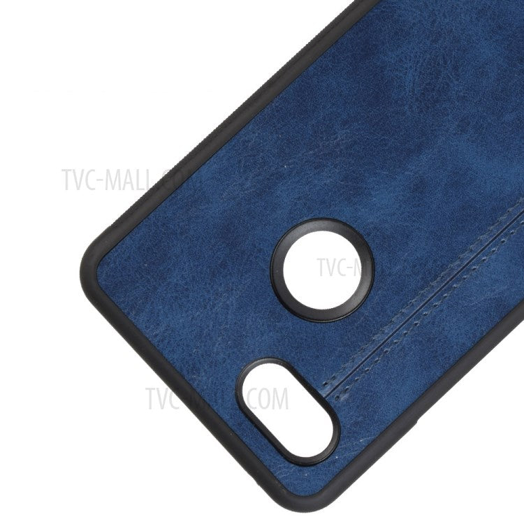 Leather Coated PC + TPU Cell Phone Case for Google Pixel 3 - Blue