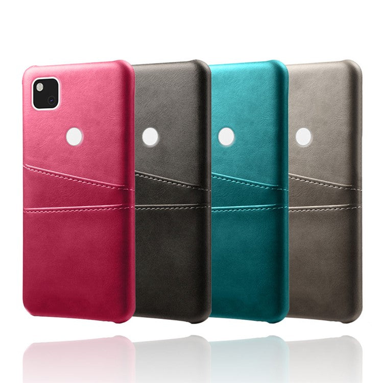 PU Leather Coated PC Double Card Slots Cell Phone Cover for Google Pixel 4A - Black