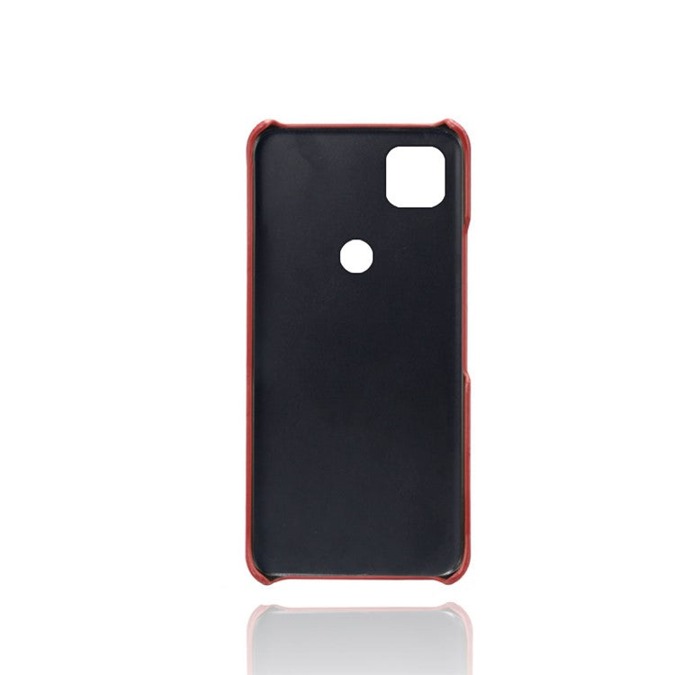 PU Leather Coated PC Double Card Slots Cell Phone Cover for Google Pixel 4A - Red