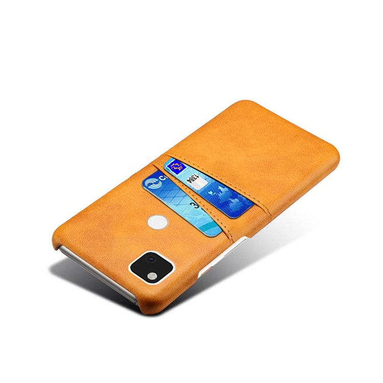 PU Leather Coated PC Double Card Slots Cell Phone Cover for Google Pixel 4A - Orange