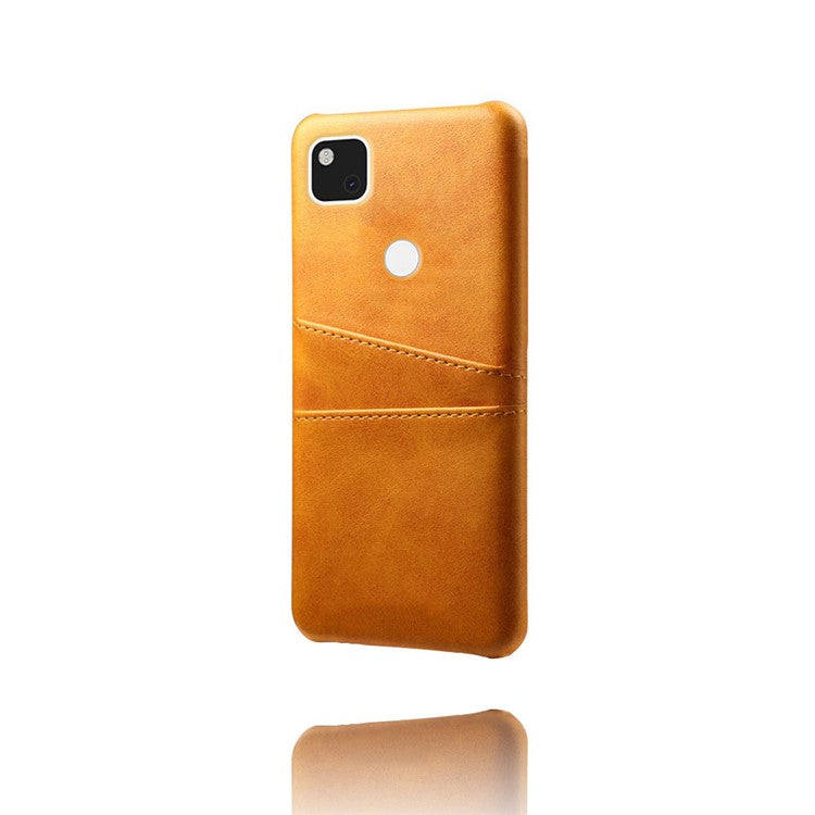 PU Leather Coated PC Double Card Slots Cell Phone Cover for Google Pixel 4A - Orange