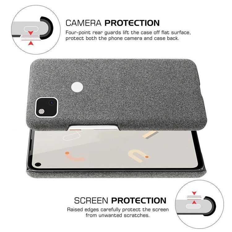 KSQ for Google Pixel 4a Soft Cloth Coated Hard PC Shockproof Protective Cover - Dark Grey