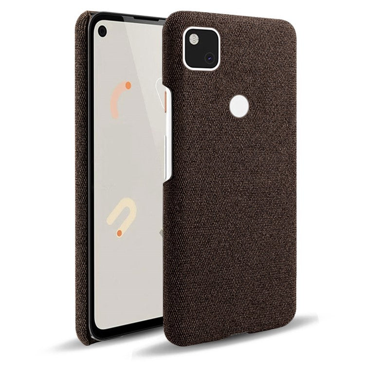 KSQ for Google Pixel 4a Soft Cloth Coated Hard PC Shockproof Protective Cover - Brown