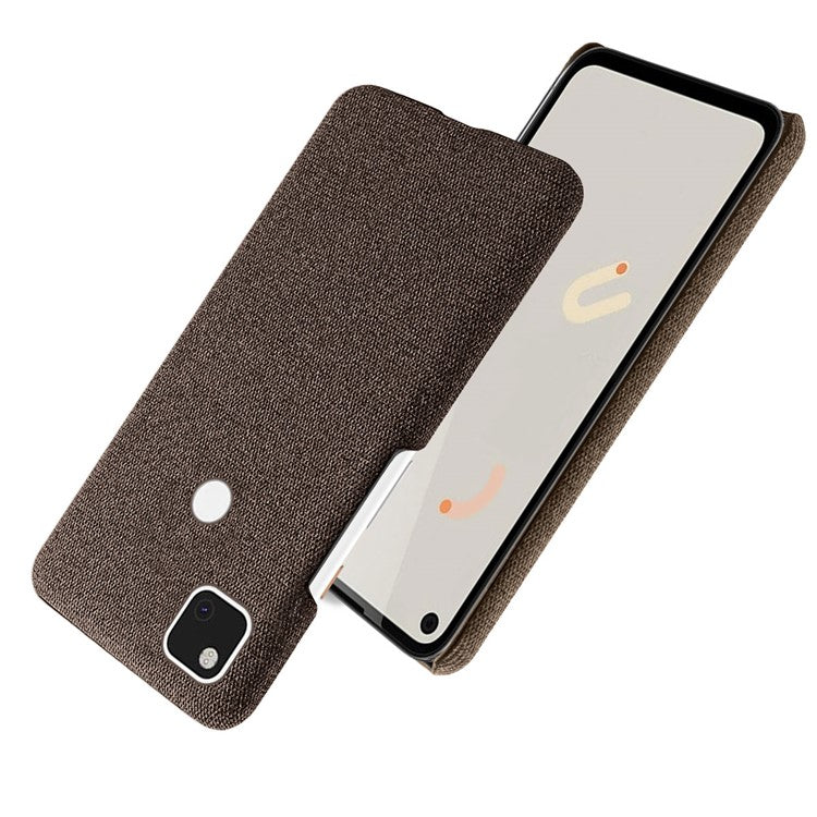 KSQ for Google Pixel 4a Soft Cloth Coated Hard PC Shockproof Protective Cover - Brown