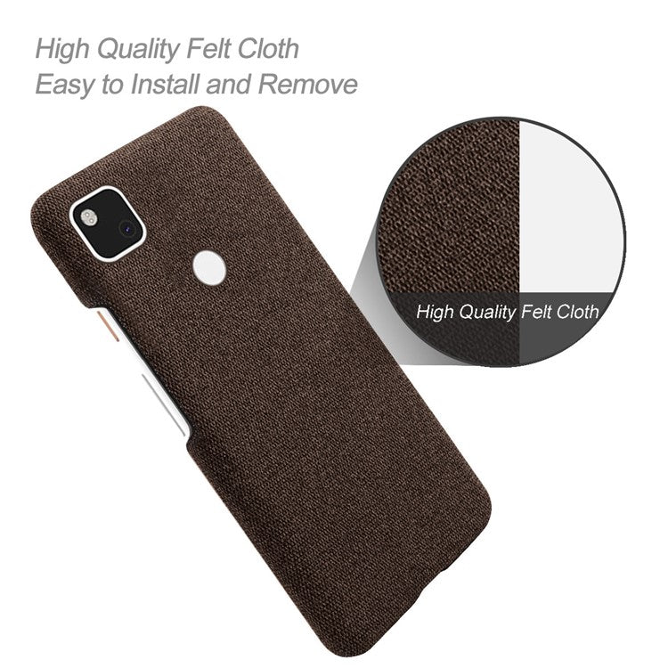 KSQ for Google Pixel 4a Soft Cloth Coated Hard PC Shockproof Protective Cover - Brown