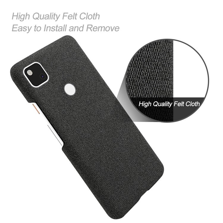 KSQ for Google Pixel 4a Soft Cloth Coated Hard PC Shockproof Protective Cover - Black