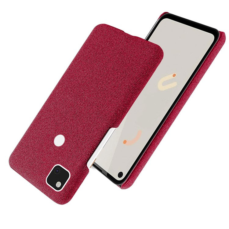 KSQ for Google Pixel 4a Soft Cloth Coated Hard PC Shockproof Protective Cover - Red