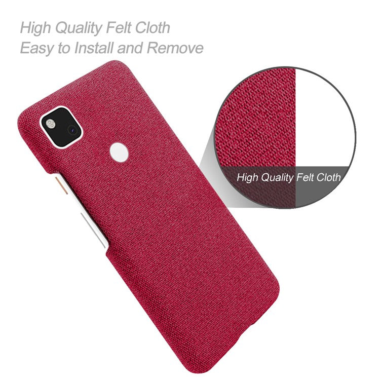 KSQ for Google Pixel 4a Soft Cloth Coated Hard PC Shockproof Protective Cover - Red