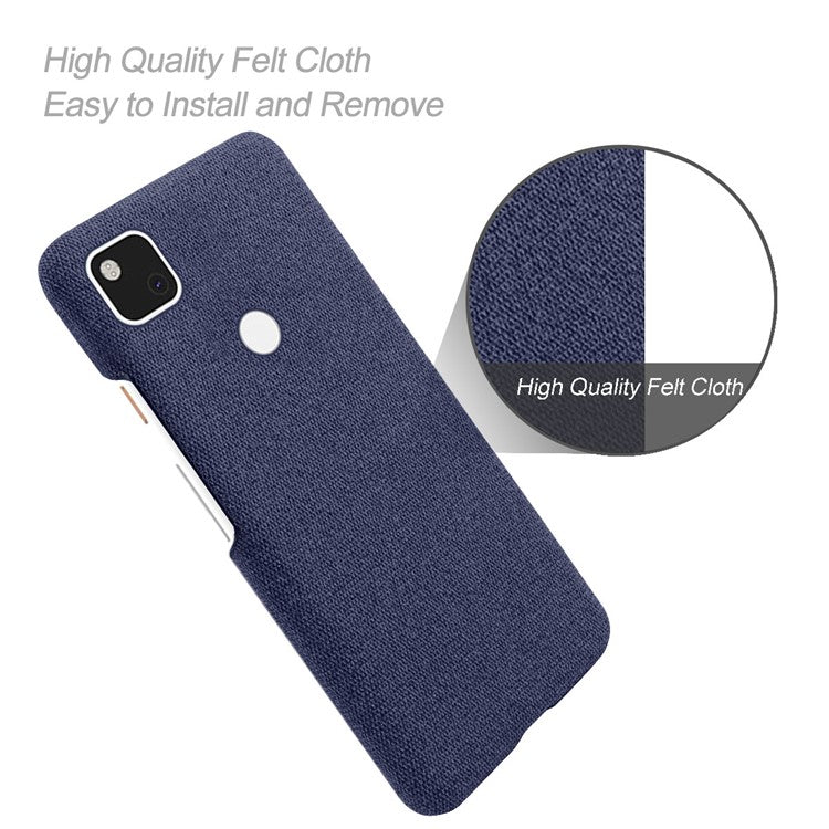 KSQ for Google Pixel 4a Soft Cloth Coated Hard PC Shockproof Protective Cover - Blue