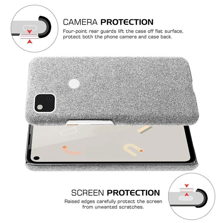 KSQ for Google Pixel 4a Soft Cloth Coated Hard PC Shockproof Protective Cover - Light Grey