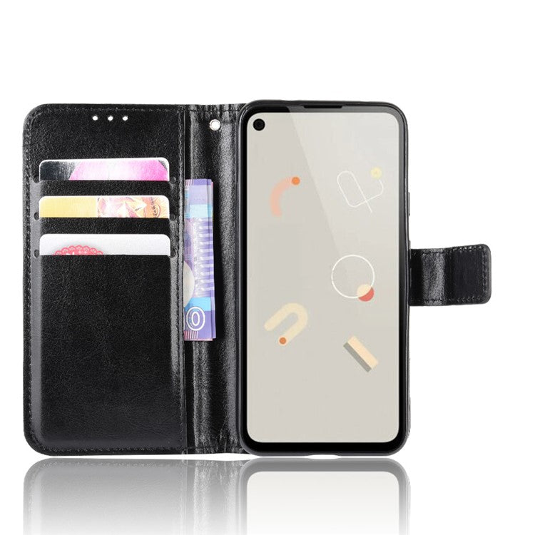 Crazy Horse Skin PU Leather Wallet Mobile Phone Shell for Google Pixel 4a - Black