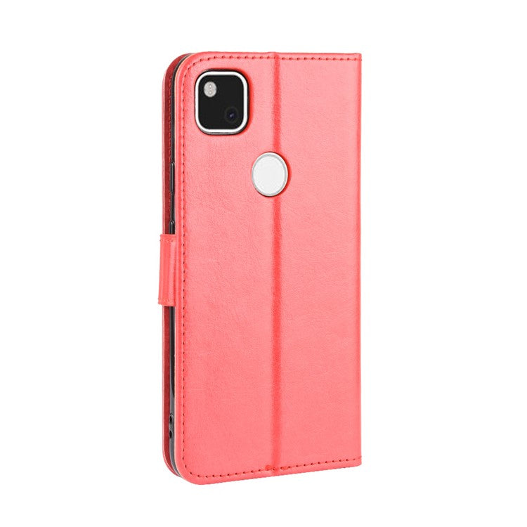 Crazy Horse Skin PU Leather Wallet Mobile Phone Shell for Google Pixel 4a - Red