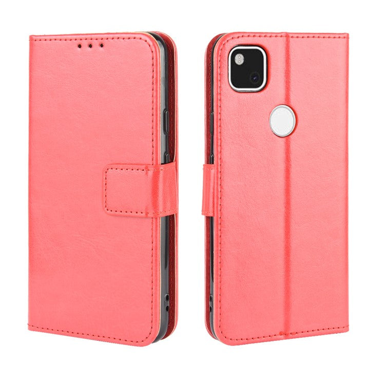 Crazy Horse Skin PU Leather Wallet Mobile Phone Shell for Google Pixel 4a - Red