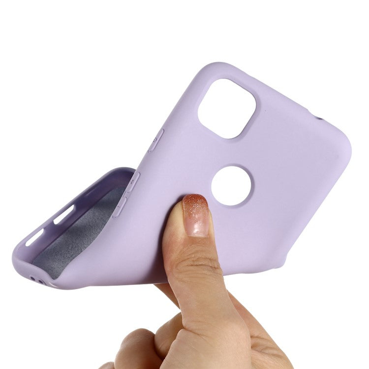 Soft Liquid Silicone Mobile Phone Case for Google Pixel 4a - Purple