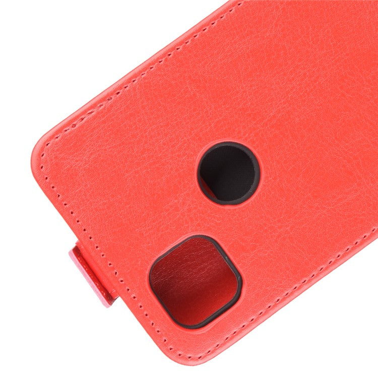 Vertical Flip Crazy Horse Card Holder Leather Cover for Google Pixel 4a - Red