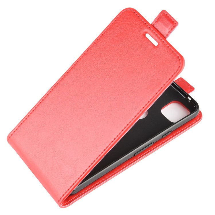 Vertical Flip Crazy Horse Card Holder Leather Cover for Google Pixel 4a - Red