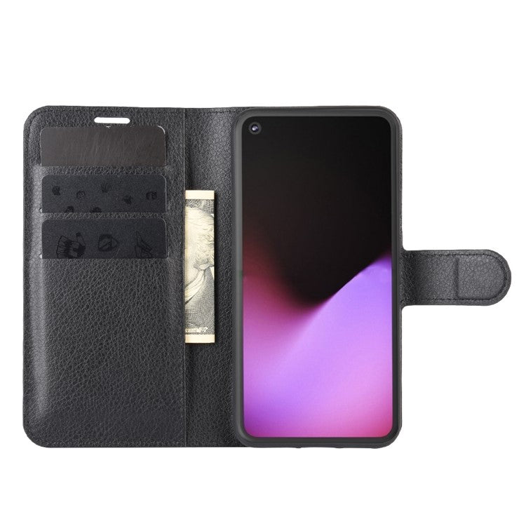 Litchi Surface Unique Shell Leather Case with Stand for Google Pixel 4a 5G/Pixel 5XL - Black