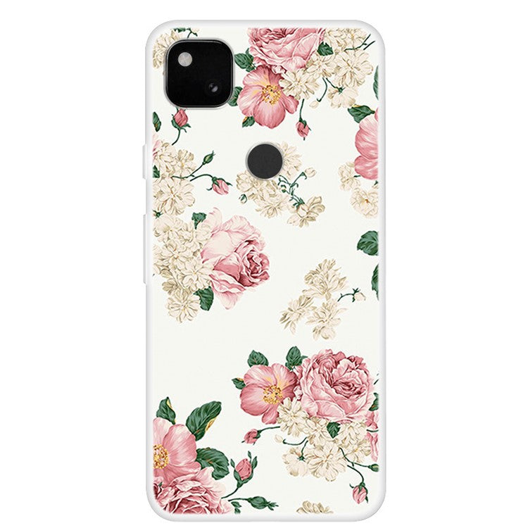 Pattern Printing Soft TPU Protective Case for Google Pixel 4a - Flowers